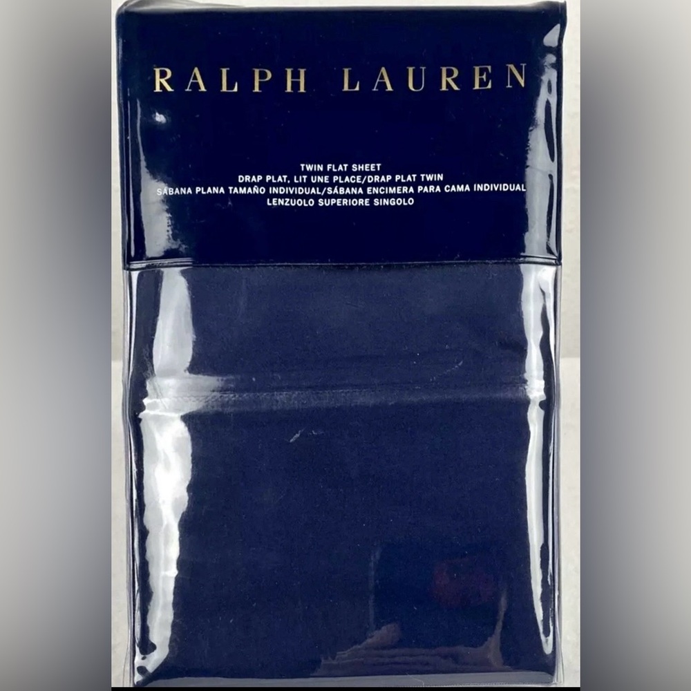 $90 NEW RALPH LAUREN HOME TWIN FLAT SHEET 464 TC POLO NAVY